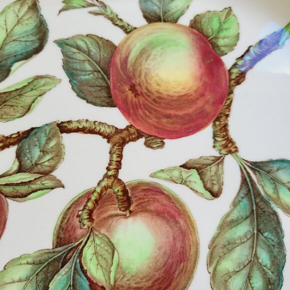 Vintage Spode Apple 14" Oval Platter Red & Green Fruit c1960s England Fall Decor - Picture 3 of 11